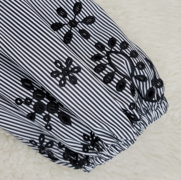 Vision 155 Striped Embroidered Sleeve Top Sz 14 - Picture 3 of 16